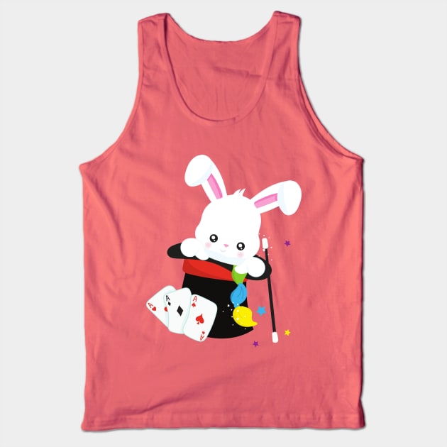 White Bunny, Rabbit, Magic Trick, Magic Wand, Hat Tank Top by Jelena Dunčević